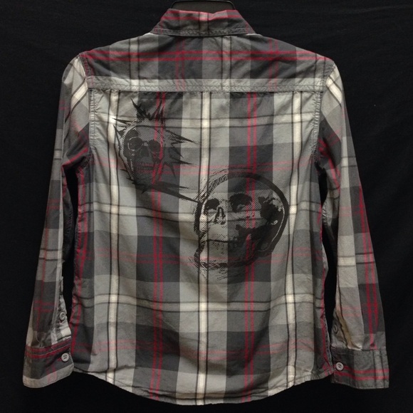 Mossimo Boy's Plaid Style Long Sleeve Button Down Shirt - Picture 2 of 3